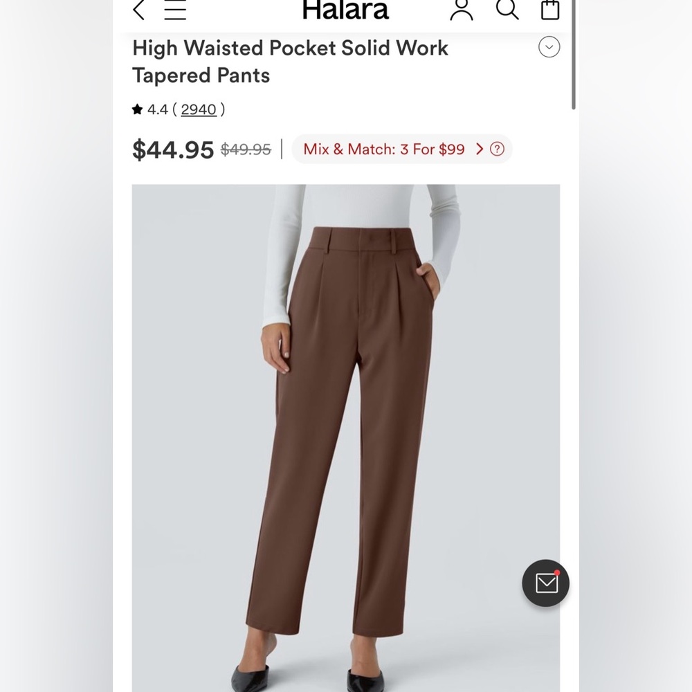 HALARA High-Waist Straight-Leg Work Pants — Brown